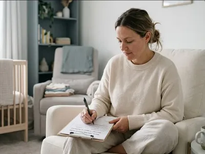 A figure near a window in a quiet domestic interior, unhurried and still, representing the themes of "Birth Trauma Safety Plan: A Template for Managing Triggers and Flashbacks".