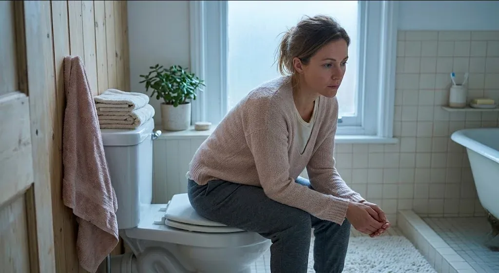 A person at a table with a warm drink, looking forward with a calm, open expression, representing the themes of "Birth Trauma Statistics: Prevalence, Rates, and Key Facts (2026)".
