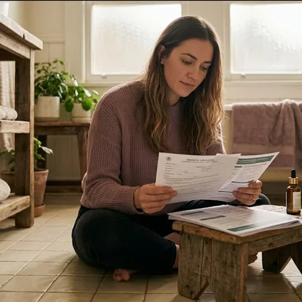 A couple on a bed, one reading aloud to the other, soft lamp light, representing the themes of "Clinical Expert Partnerships for Baby Brands and Parenting Media".