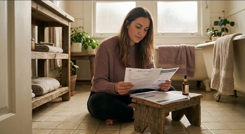 A couple on a bed, one reading aloud to the other, soft lamp light, representing the themes of "Clinical Expert Partnerships for Baby Brands and Parenting Media".