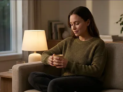 A new mother in a rocking chair in a softly lit nursery, cradling her infant, representing the themes of "Does Postpartum Depression Go Away? What to Actually Expect".