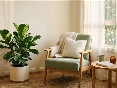 A quiet interior scene β soft light, a plant, a chair, a sense of calm presence, representing the themes of "'Fight, Flight, or Freeze': How Your Nervous System Responds to a Traumatic Birth".