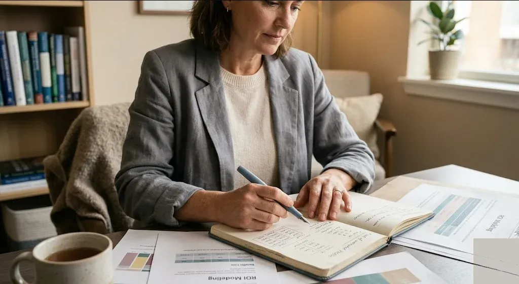 A figure near a window in a quiet domestic interior, unhurried and still, representing the themes of "The HR Leader as Perinatal Mental Health Benefits Advocate: Making the Business Case".