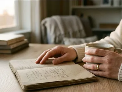 A woman sitting in a quiet room with soft window light, holding a small plant, expression hopeful, representing the themes of "Infertility Quotes: 35 for the Journey No One Plans For".