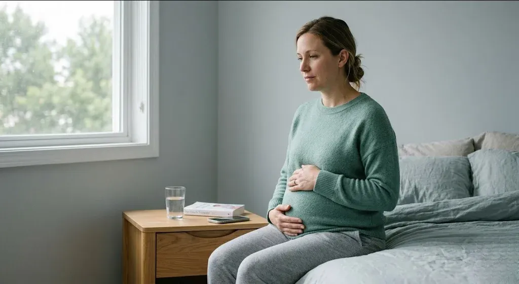 A figure near a window in a quiet domestic interior, unhurried and still, representing the themes of "How OBGYNs Know Their Perinatal Mental Health Referrals Are Working".