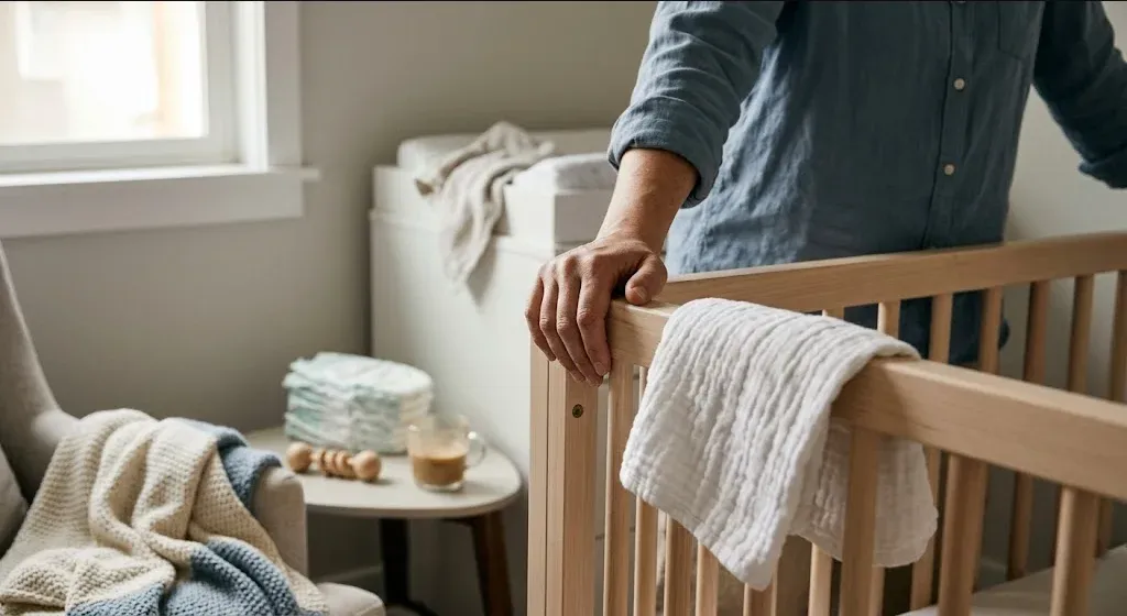 A parent leaning against a doorframe with closed eyes, a moment of stillness in a lived-in home, representing the themes of "Parental Burnout: When Love Is There But the Feeling Isn’t".