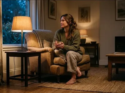 A person sitting in a warm, peaceful room with soft natural light, a sense of calm reflection, representing the themes of "The Birth of a Father: Navigating the Identity Shift of Patrescence".