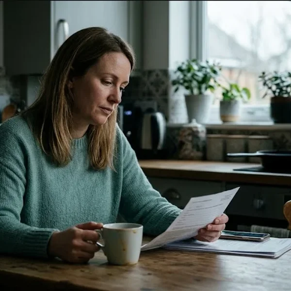 A figure near a window in a quiet domestic interior, unhurried and still, representing the themes of "Absenteeism, FMLA Claims, and Disability: Tracking Perinatal Mental Health Program Impact on Workforce".