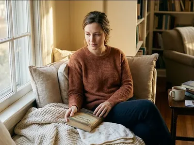 A person sitting on a floor with back against the wall, arms loosely around knees, soft light, representing the themes of "Perinatal Palliative Care: What Families Need to Know After a Life-Limiting Diagnosis".