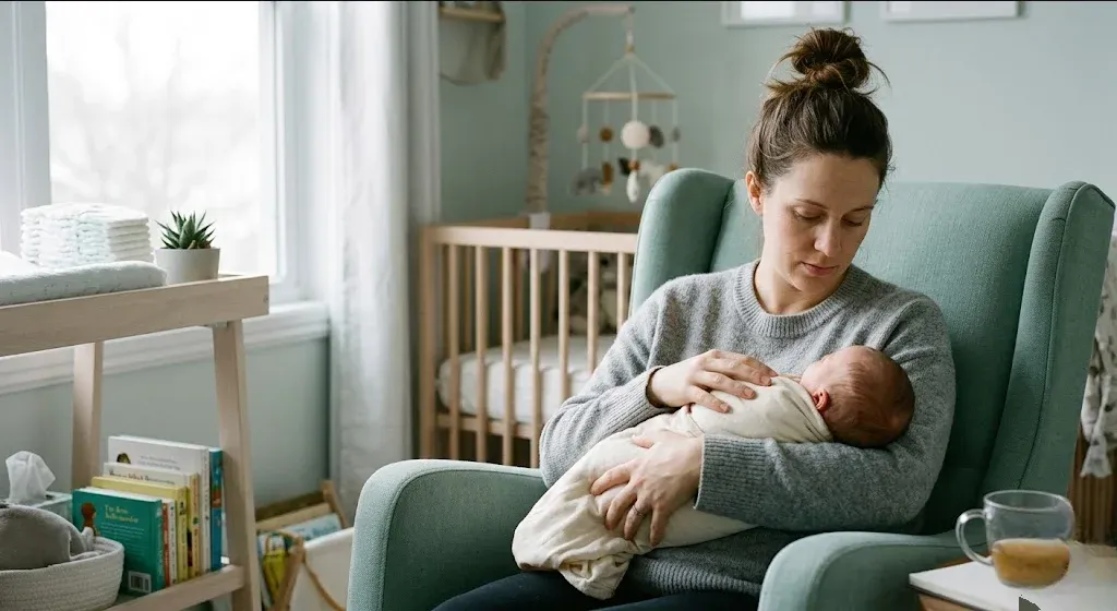 Two people in a kitchen, one quietly supporting the other, warm domestic light, representing the themes of "Why Phoenix Health Is the Right Perinatal MH Referral Partner for Pelvic Floor PT Practices".