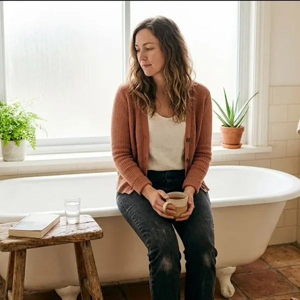 A new mother in a rocking chair in a softly lit nursery, cradling her infant, representing the themes of "Postpartum Psychosis Treatment: What to Expect Next at Each Stage".