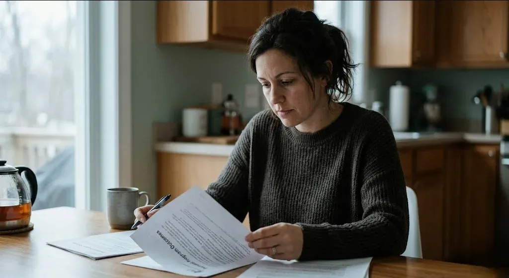 A figure near a window in a quiet domestic interior, unhurried and still, representing the themes of "Presenting Perinatal Mental Health Program Outcome Data to Employer Clients".