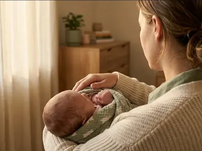 A quiet interior scene — soft light, a plant, a chair, a sense of calm presence, representing the themes of "Single Parenthood and Perinatal Mental Health: Risk, Protection, and Support".