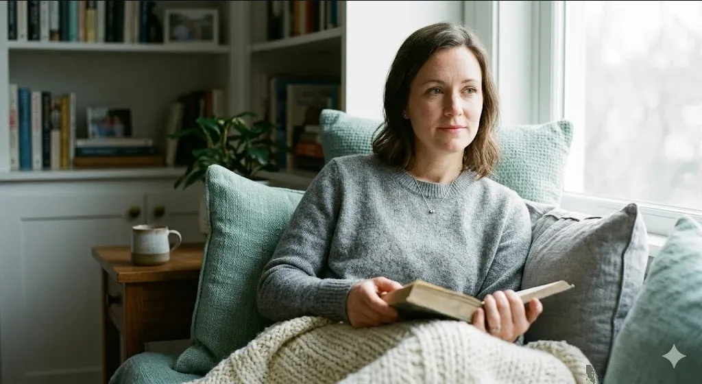 A pregnant person on a garden bench, gentle morning light, looking forward, representing the themes of "What Is Pregnancy Grief? Understanding the Loss That Others Don't Always See".