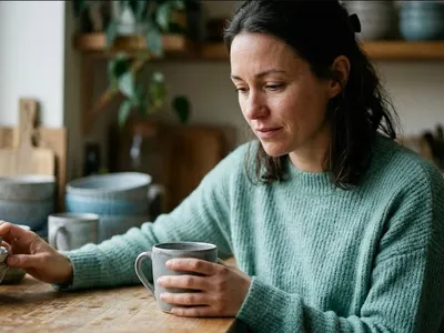 A person holding a small candle in a dark room, a single point of warm light, representing the themes of "What to Say to Someone Who Had a Miscarriage (And What Not to Say)".